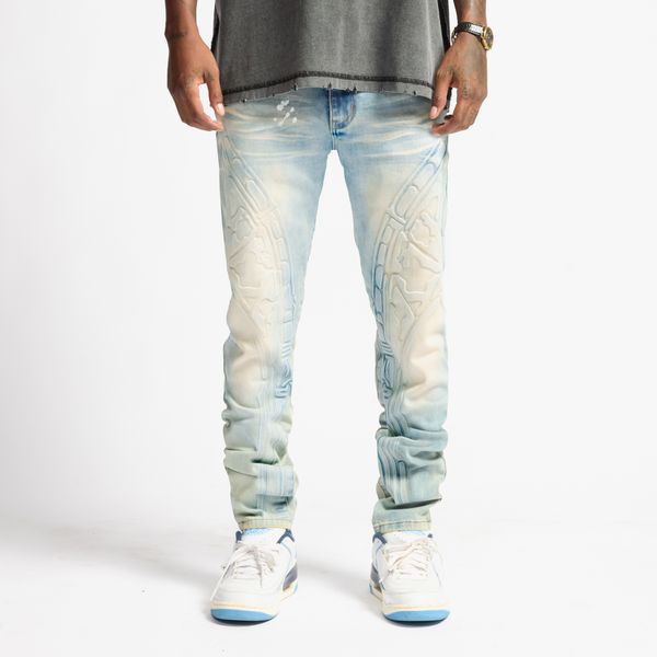 "Musashi" Embossed Jeans (cloud wash)
