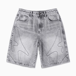 "Shogun" Embossed Denim Shorts (gray wash)
