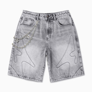 "Shogun" Embossed Denim Shorts (gray wash)