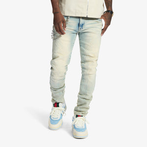 "Musashi" Embossed Jeans (cloud wash)