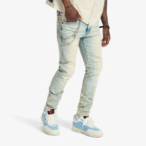 "Musashi" Embossed Jeans (cloud wash)