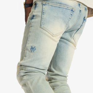 "Musashi" Embossed Jeans (cloud wash)