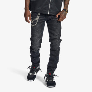 "Musashi" Embossed Jeans (black wash)