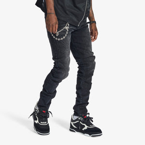 "Musashi" Embossed Jeans (black wash)