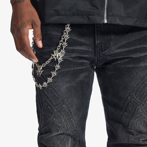 "Musashi" Embossed Jeans (black wash)