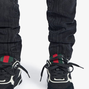 "Musashi" Embossed Jeans (black wash)