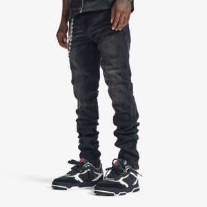 "Musashi" Embossed Jeans (black wash)