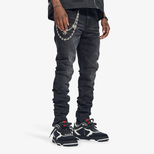 "Musashi" Embossed Jeans (black wash)