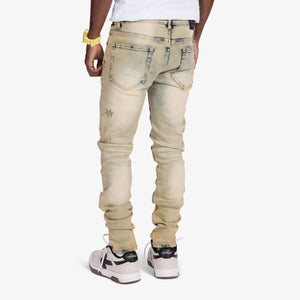 "Musashi" Embossed Skinny Jeans (dark wheat)