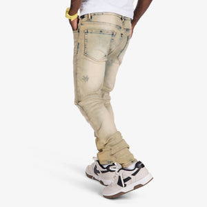 "Musashi" Embossed Skinny Jeans (dark wheat)