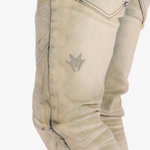 "Musashi" Embossed Skinny Jeans (dark wheat)