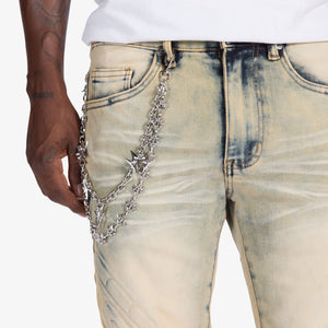 "Musashi" Embossed Skinny Jeans (dark wheat)