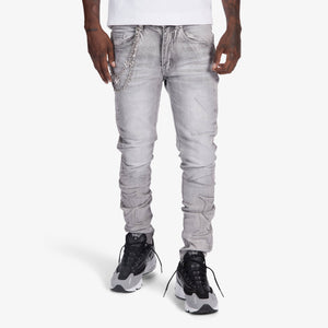 "Ninja" Embossed Skinny Jeans (gray wash)