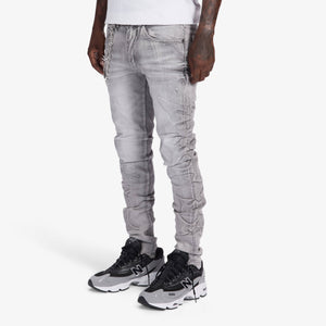 "Ninja" Embossed Skinny Jeans (gray wash)