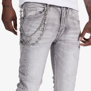 "Ninja" Embossed Skinny Jeans (gray wash)