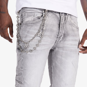 "Ninja" Embossed Skinny Jeans (gray wash)