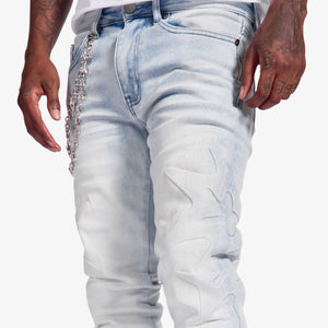 "Ninja" Embossed Jeans (ice blue)