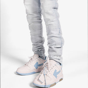 "Ninja" Embossed Jeans (ice blue)