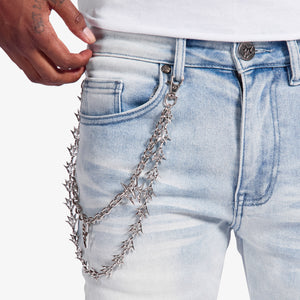 "Ninja" Embossed Jeans (ice blue)
