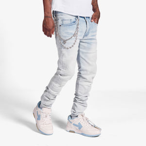 "Ninja" Embossed Jeans (ice blue)