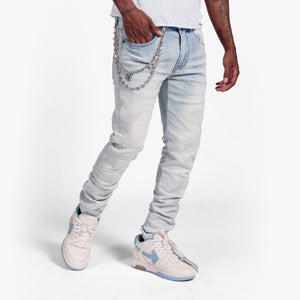 "Ninja" Embossed Jeans (ice blue)