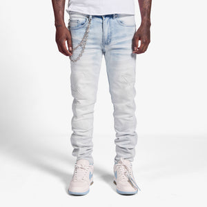 "Ninja" Embossed Jeans (ice blue)