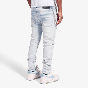 "Ninja" Embossed Jeans (ice blue)