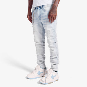 "Ninja" Embossed Jeans (ice blue)