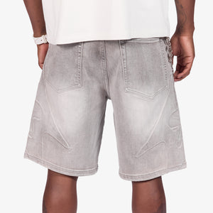 "Shogun" Embossed Denim Shorts (gray wash)