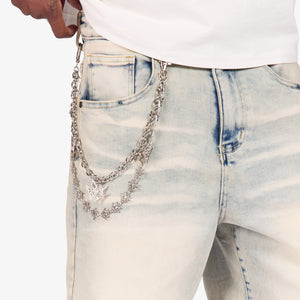 "Milky Way" Denim Shorts (cream cloud)